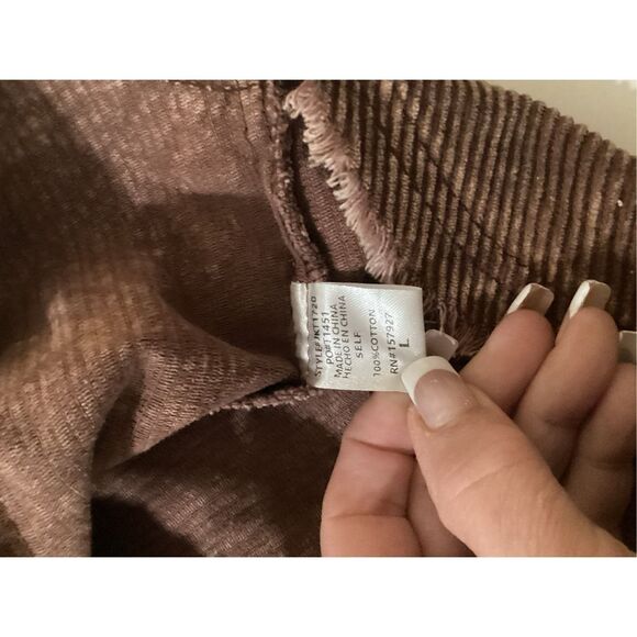La Miel Corduroy Jacket Shacket Sz L Frayed Hem Coffee - Picture 9 of 9
